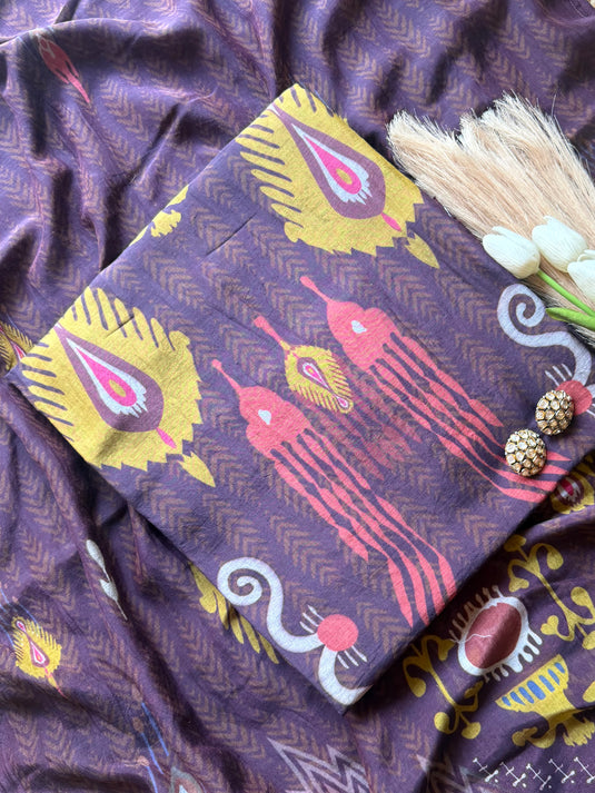 Bohemian Ikkat Patola print pure Mul suit set