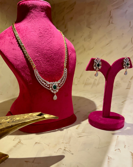 Glitter Diamond Panna Chain set