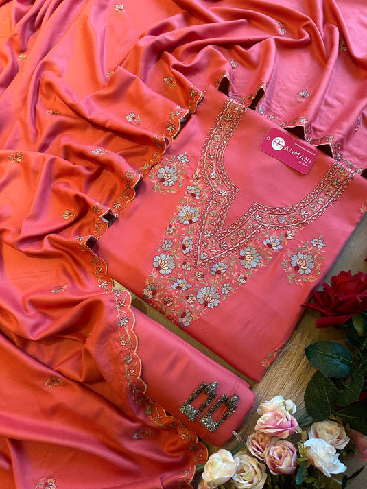 Kali embroidered pure pashmina suit set