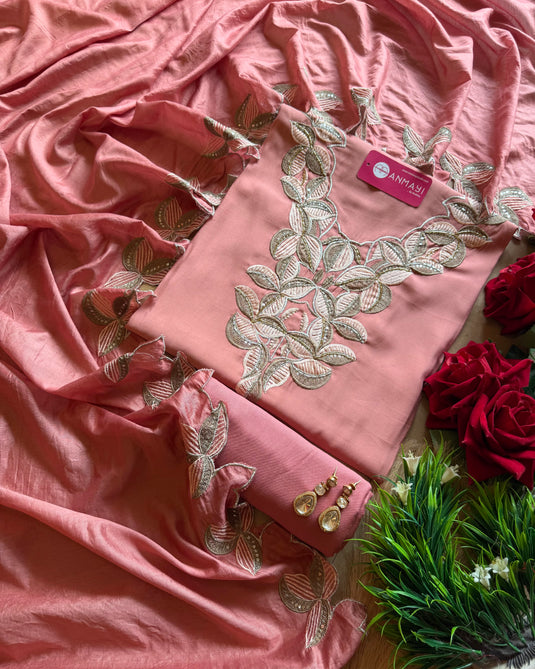 Cutwork embroidered modal suit set