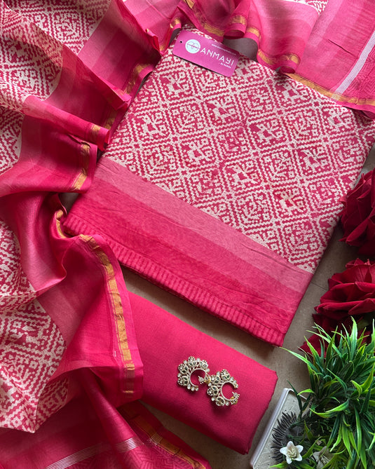 Patola print pure Maheshwari suit set