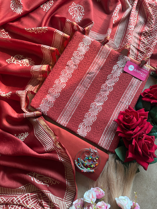 Hakooba pure cotton suits with block print dupatta
