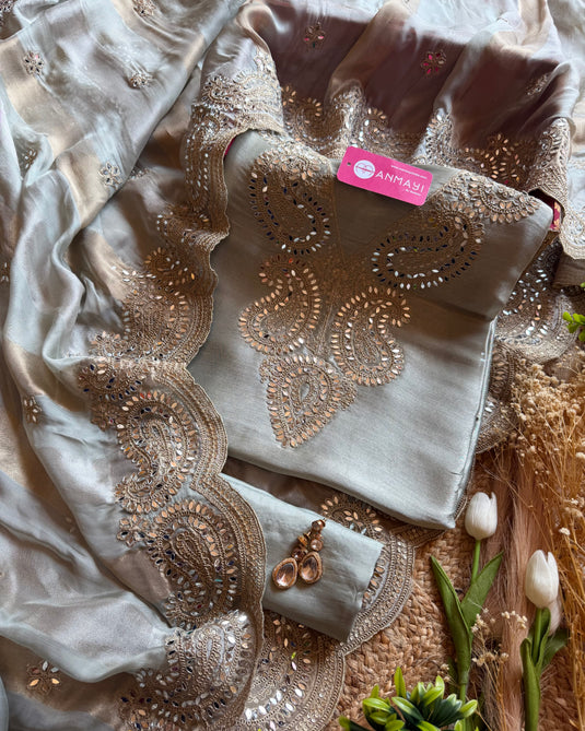 Kanjivaram silk mirror detail suit set