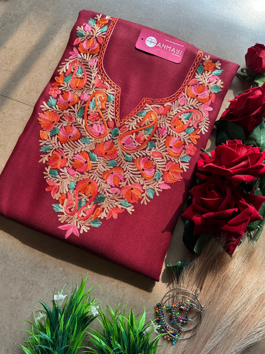 Bright aari work Kashmiri coord sets (Unstitched)