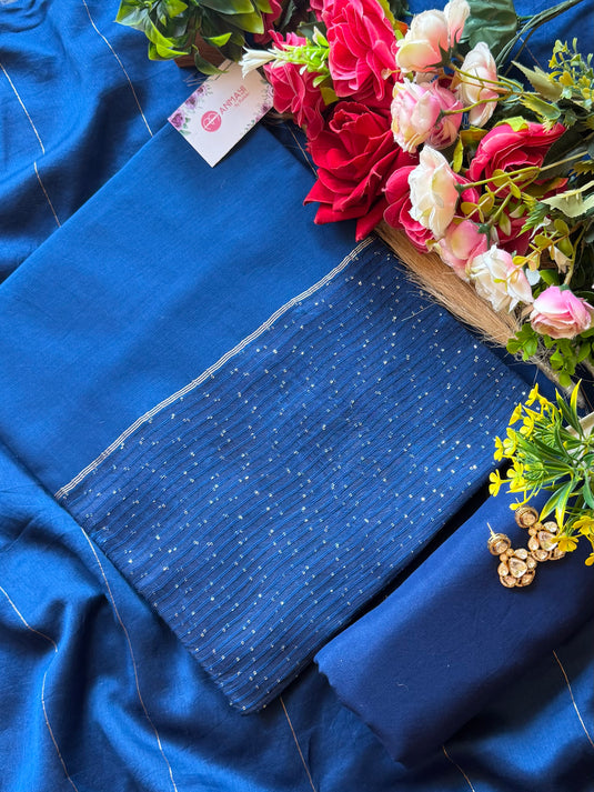 Seaquins layer and Tassels Chanderi silk suit set