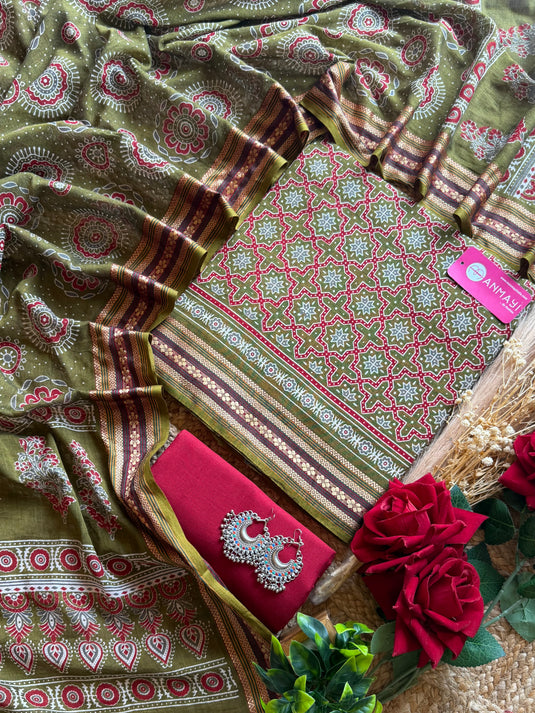 Manglagiri ajrakh cotton suit set vol 2