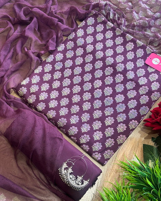 Block print pure spun suits with pure chiffon dupatta