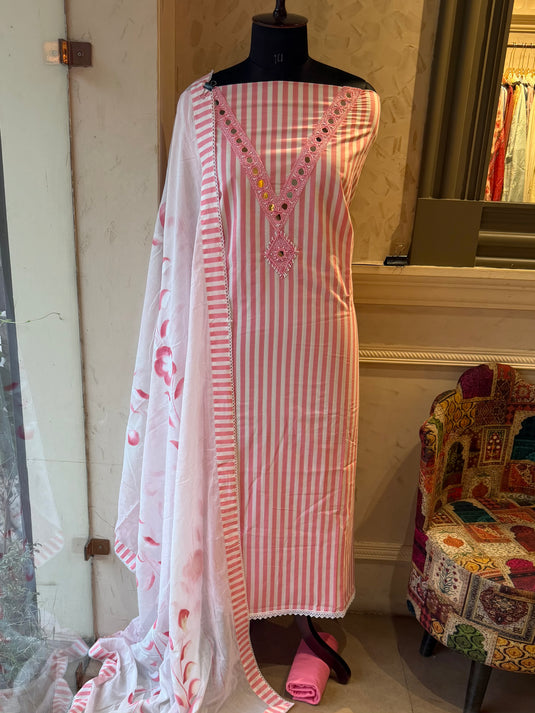 Candy Pop stripe cotton mirror neck suit set