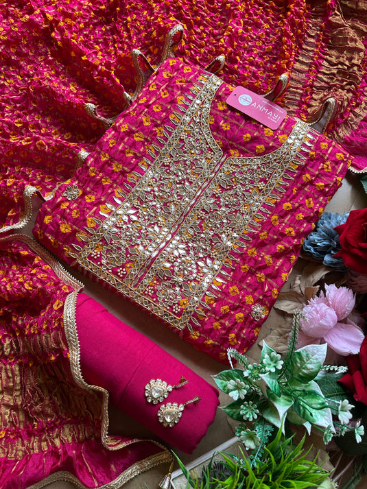 Ghadchola Chanderi gotta work suit set