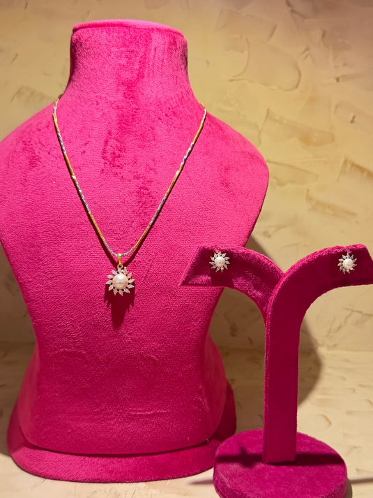 Sunflower pearl diamond set