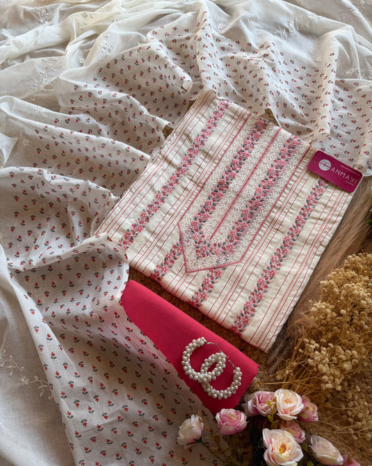 Lucknawi work combibation cream suit set