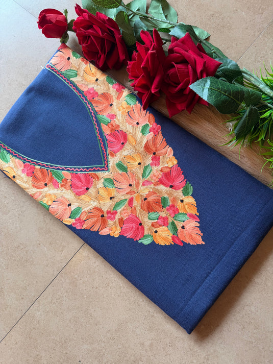 Soft shade Kashmiri coord set with coloured aari work