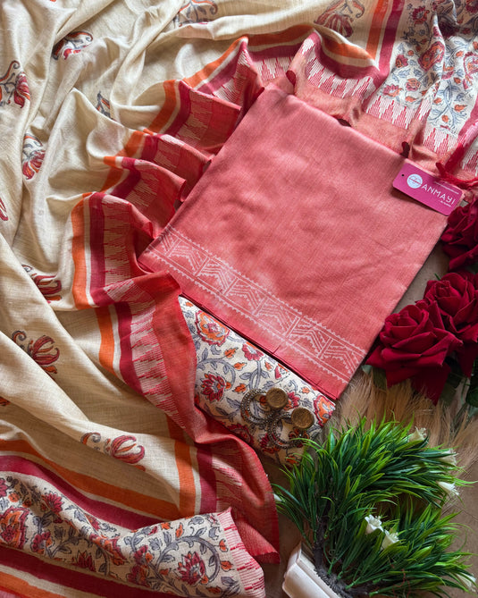 Khadi pashmina printed bottom dupatta suit set
