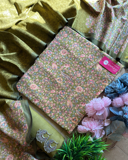 Jaal print pure pashmina suit set