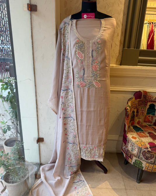 Mul Chanderi French needles suit set