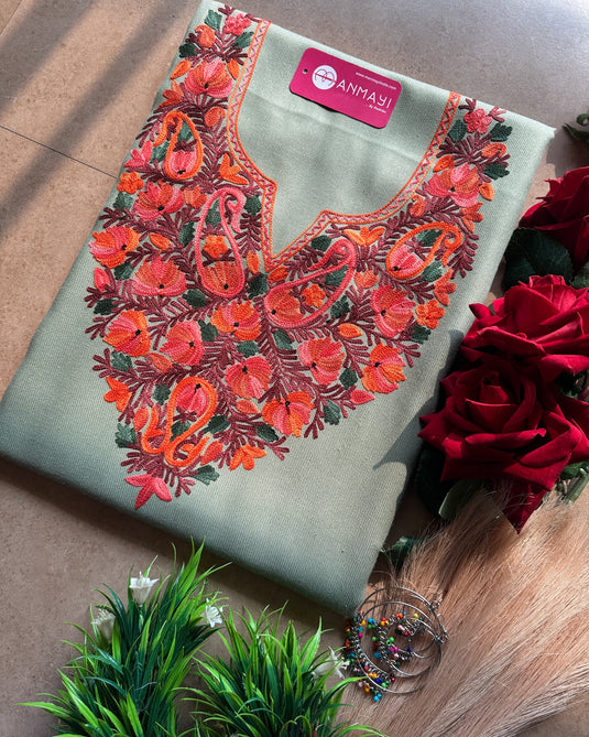 Bright aari work Kashmiri coord sets (Unstitched)