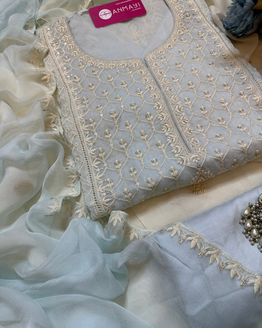 Organza chikan dori Pakistani suit
