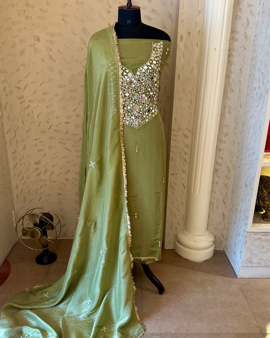 Mirror details metallic shimmer tissue suit set with
