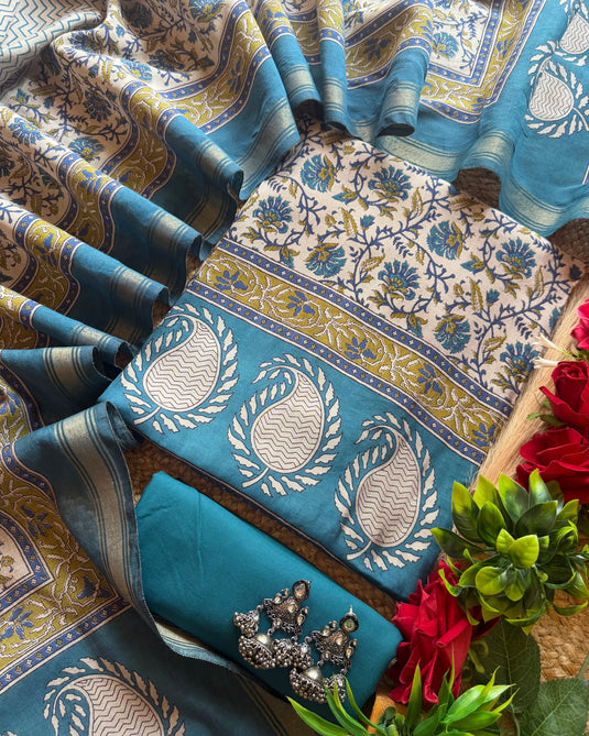 Maheshwari cotton Kalamkari print suit set