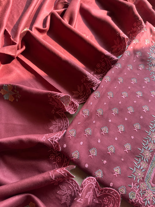 Pure and soft pashmina booti work suit set