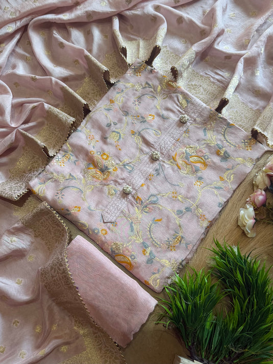 Dolla silk pastel banarasi jacquard work suit set