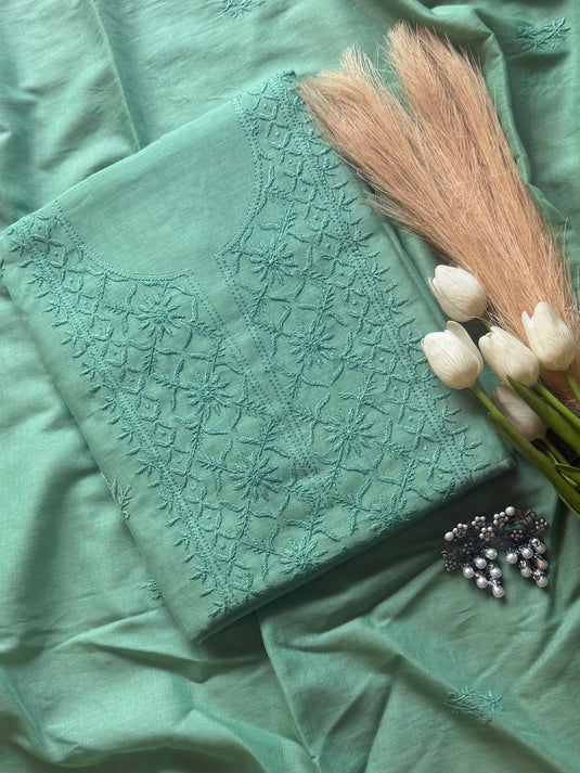 Pure Mul Chikankari earthy tones suit set