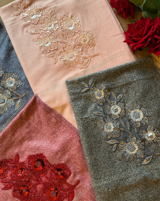 Seaquins patched soft wool stoles