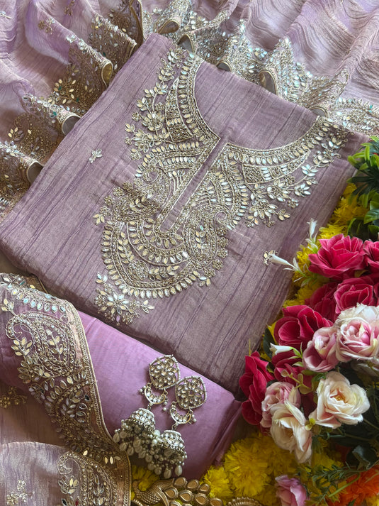 Tiny mirror details crushed shimmer suit set