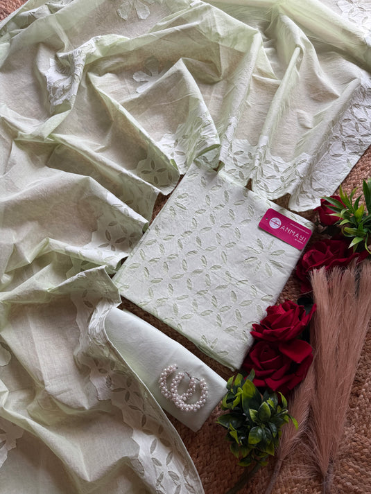 Appliqué work arkandi cotton suit set