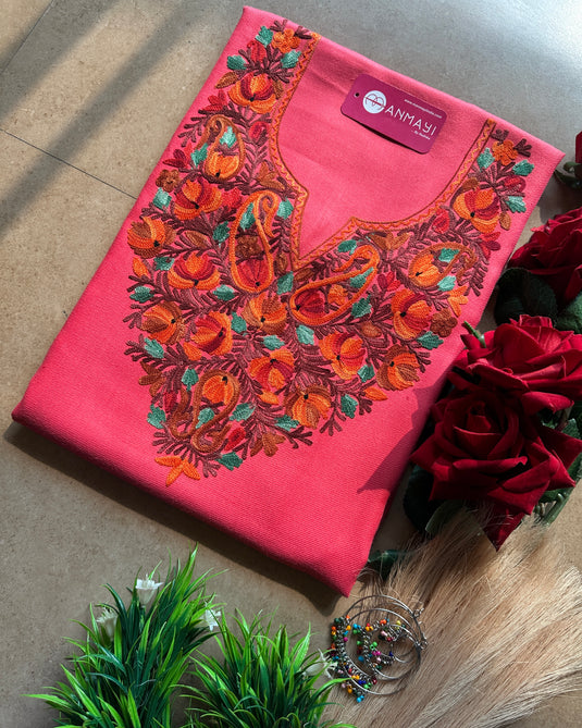 Bright aari work Kashmiri coord sets (Unstitched)
