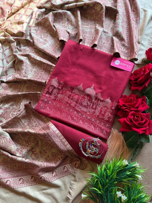 Persian merino wool Jamawar combination suit set