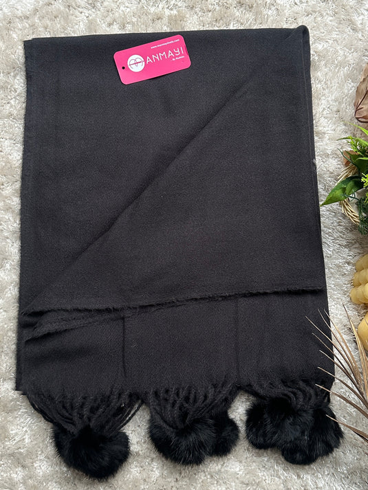 Plain and Soft wool Pom Pom stoles