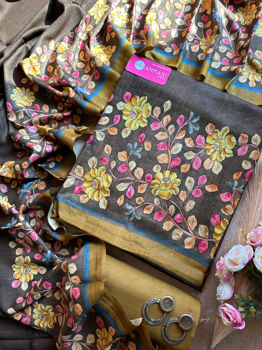 Pure pashmina printed suit set