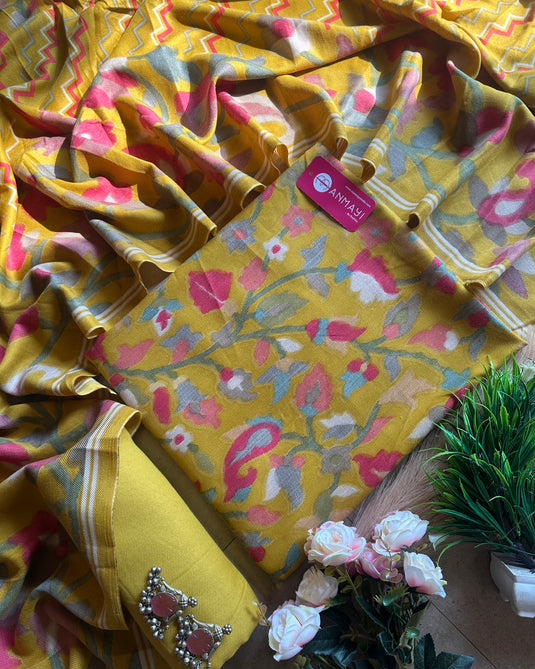 Printed kani spun suit set