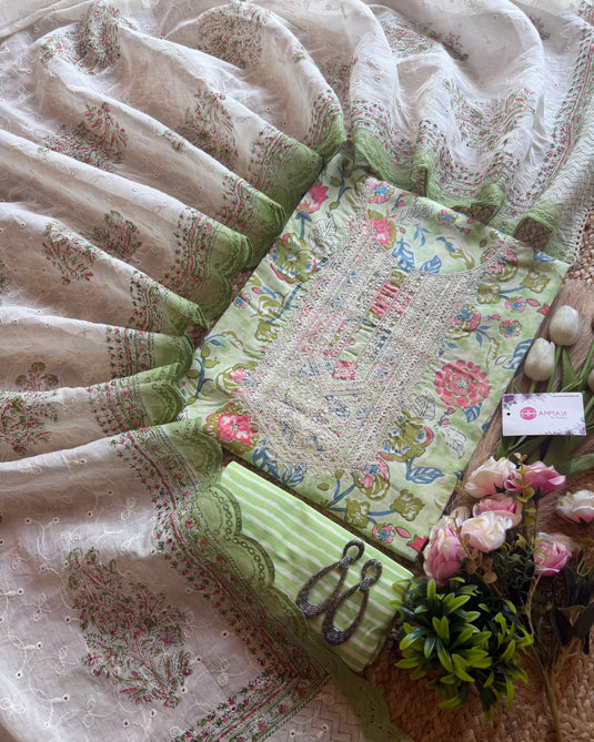 Vintage flora Cambric cotton suit set