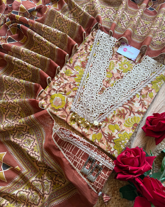 Pakistani pure cotton crochet suit set