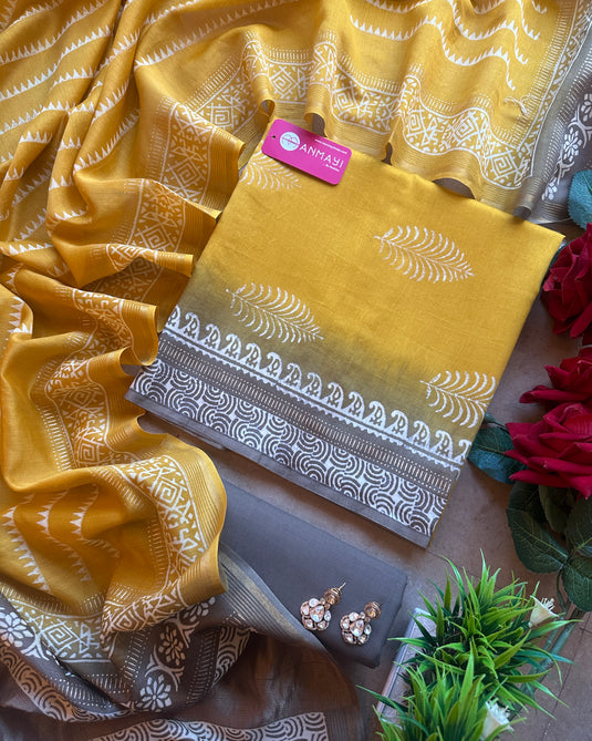 70 gms pure Chanderi handblock suit set