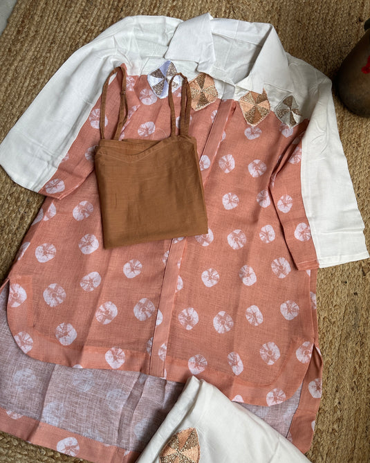 Linen batik patch work combination coord set