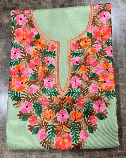 Unstitched coloured aari work coord set