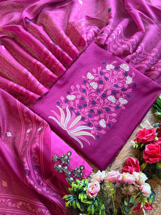Jamdani Guldasta cotton silk suit set