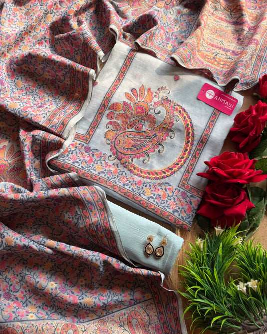 Jamdani Jaal dupatta on pure cotton silk fabric