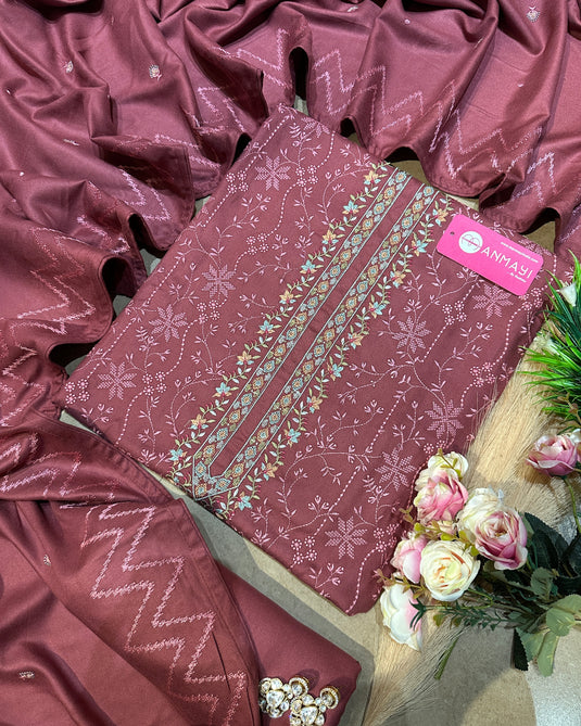 Jaal phulkari pure pashmina suit set