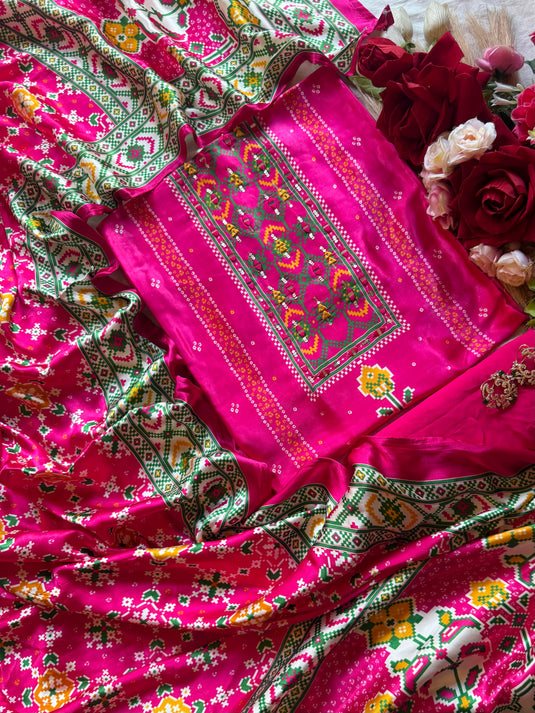 Gajji Silk Patola print mirror neck suit set