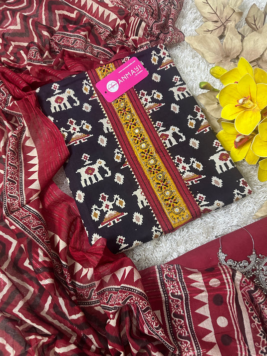 Patola print combination Jaipuri cotton suit