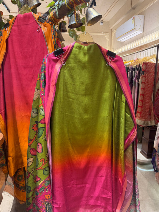 Shaded Maheshwari cotton suits with Madhubani dupatta