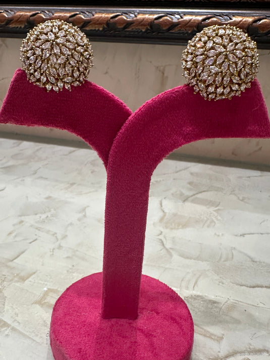 Spherical stone earrings