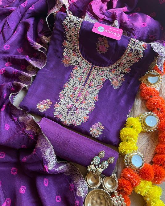 Dabka work dolla silk suit set