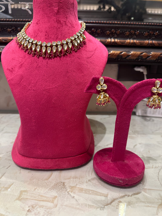 Ruby pearls choker set