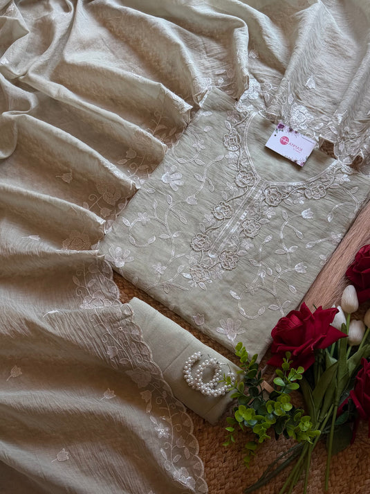 Mul Chanderi Jaal Seaquins Work suit set