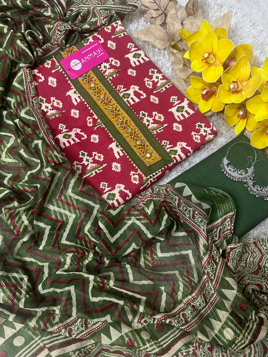 Patola print combination Jaipuri cotton suit